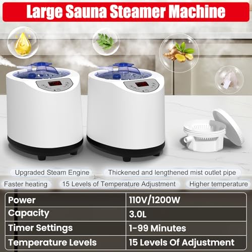 2 Person Infrared Sauna Box for Home, Portable Steam Sauna Room with 660nm+850nm Red Light Therapy Lamp, 5-Layer Waterproof, 2 Steamers, 2 Folding Chair, 2 People Red Light Sauna