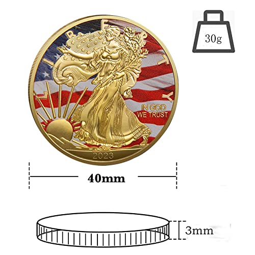 American Fine Gold & Silver Eagle Commemorative Coins, Statue of Liberty Gold Plated Coin Colored Edition Collection Coin 2 Pack (American Eagle Coin)