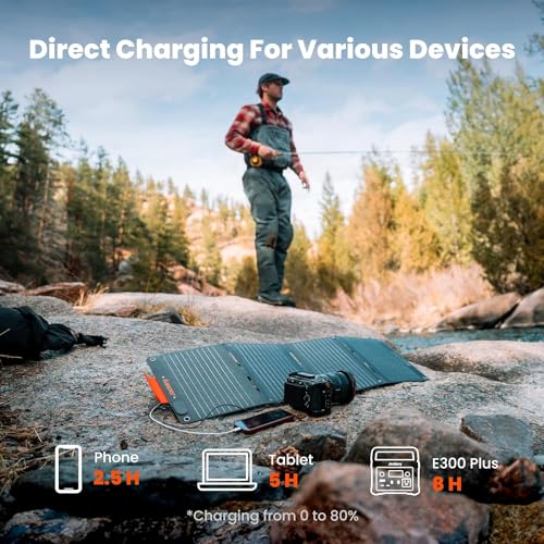 Jackery SolarSaga 40W Mini Solar Panel,Portable Solar Panels with USB-C & USB-A Ports,Book-Sized Foldable Solar Charger for Phones,Compatible with Jackery E300Plus, IP68 Waterproof for Hiking&Camping