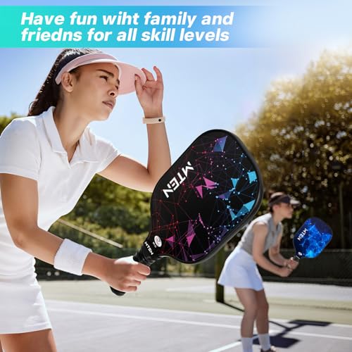 MTEN Pickleball Paddles, USAPA Approved Pickleball Paddles Set of 2, Fiberglass Surface Pickleball Set, 2Pickleball Rackets, 4 Pickleball Balls, 2Grip Tapes & Carry Bag for Men Women