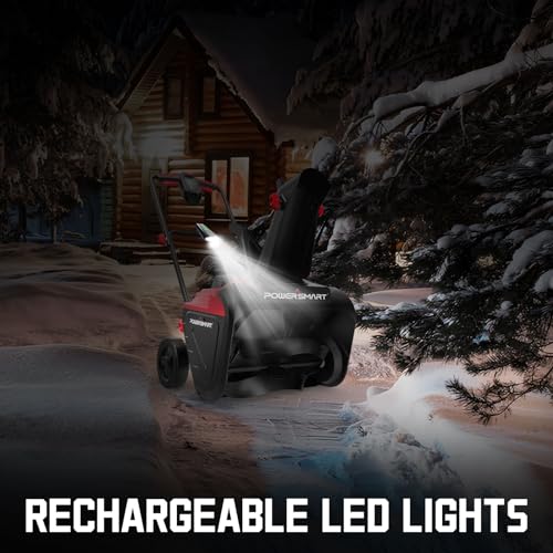 PowerSmart 21 Inch Electric Snow Blower - 120V 15 Amp, 2100 RPM, LED Light for Yard, Road