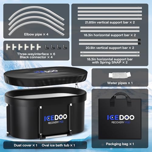 Wxtkkom New Upgrade XL 139-Gallon Oval Ice Bath Tub - 6 Layered Portable Bathtub, Drop-In Bathtubs Foldable with Cover Cold Plunge Tub for Athletes, Home Gym, Outdoor Recovery Use