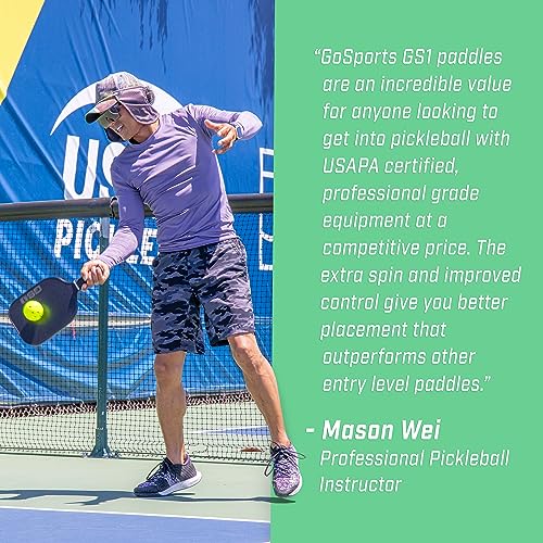 GoSports GS1 Pickleball Paddles Set of 2 with 2 Pickleballs - USAPA Approved Fiberglass Pickleball Paddles