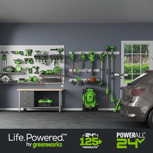 Greenworks 24V 13“ Brushless Cordless Lawn Mower with 4.0Ah Battery & Charger,Maintenance-Free Push Mower with 2-in-1 Mulch/Bag,