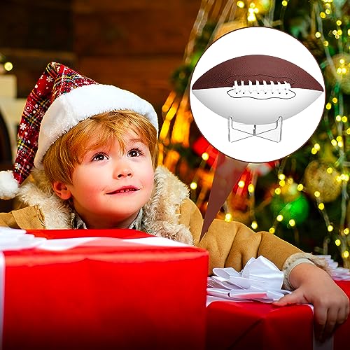 Liliful 2 Pcs Autograph Football Basketball Blank Official Size with 2 Stand 2 Signature Pen 1 Pump for Fantasy Trophy Anniversary Birthday Graduation(Size 9,3 Sides White Football)