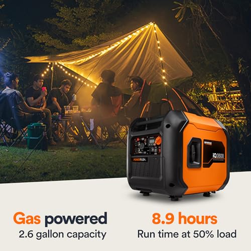 Generac 3,500-Watt Gas Powered Portable Inverter Generator - Electric Start - Lightweight Enclosure - Ultra-Quiet Operation - Produces Clean, Stable Power - Great for Home Backup, Camping, and RV Use