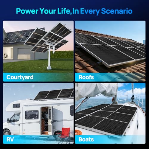 ECO-WORTHY 195W N-Type 18BB Bifacial Solar Panel, 1PC 12 Volt Monocrystalline Solar Panel with 25% High Conversion Efficiency, Ideal for RV, Boat, Roof, Farm,Home & Off-Grid Applications
