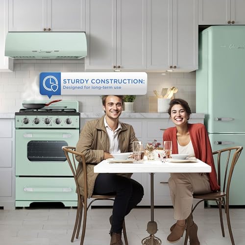 Unique Appliances Classic Retro Gas Range, Freestanding Gas Range with 4 Burners, Convection Oven, and Oven Light, 24", Summer Mint Green