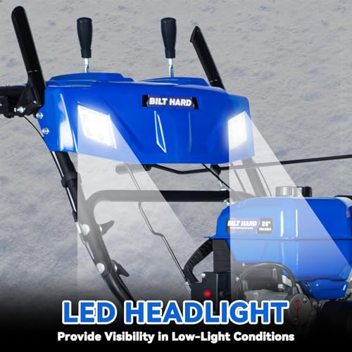 BILT HARD 28 in. 302cc Gas Powered Snow Blower with Electric Start, 2-Stage Self-Propelled Snow Blower with Steering Control and LED Light, Self Propelled Snow Removal Equipment