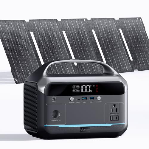 Portable Power Station 350W with 40W Foldable Solar Panel, 288Wh LiFePO4 Battery Solar Generator,110V/600W Surge Backup,Outdoor Power Bank for Hurricane Emergency,RV,Camping,Laptops,Off-Grid living