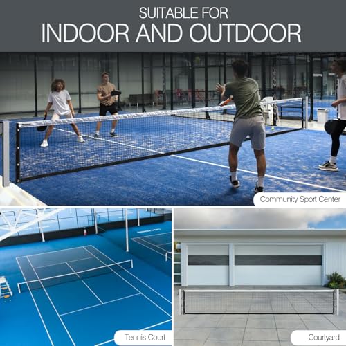 VANCL Aluminum Surface Mount Pickleball Net Heavy-Duty Rust-Proof Aluminum Posts with Hand Crank Tension System - 22ft Regulation Size - Includes Concrete Anchors & Accessories