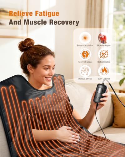 noerishia Portable Sauna Blanket for Home, Portable Design, Relaxation and Detox Washable & Foldable with Carrying Bag and Remote Control, 88-158℉, 10-60 Minutes Timer, (6 x 2.62) FT