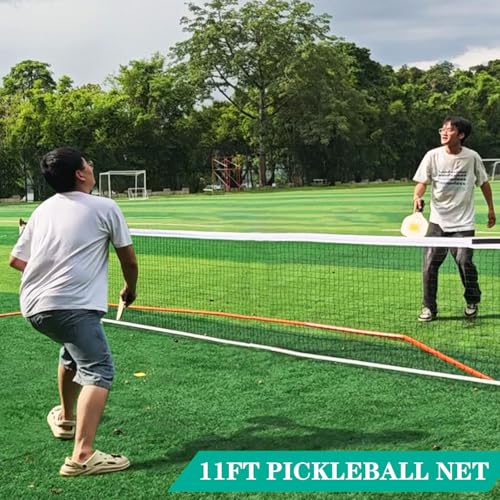 Portable Pickleball Net, Regulation Size 22FT and 11FT Half Court Size 2-in-1 Pickle Ball Net with 2 Pickleballs and Carry Bag for Driveway, Backyard, Street, Weather Resistance Steady Steel Frame