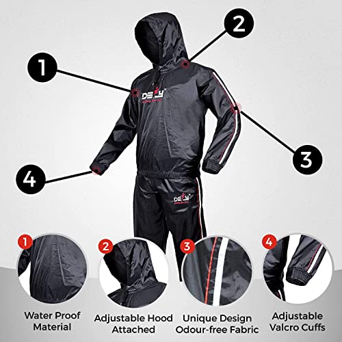 DEFY Heavy Duty Sauna Suit for Weight Loss Full Body Wrap Hoodie Men Women Anti-Rip Sweat suit Gym Workout Exercise Gear