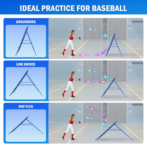 5x4FT Volleyball Baseball Rebounder Net, Softball Rebounder Pitchback Net Quick Adjustments, Quick Adjustments Lacrosse Bounce Back Practice Equipment, Ideal for Outdoor Indoor and Backyard Training
