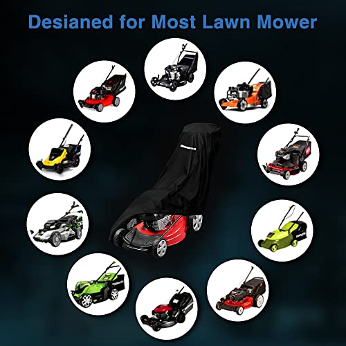 Outdoors Lawn Mower Cover Waterproof Heavy Duty Push Lawn Mower Covers Storage Tear-Resistant, UV Protection Universal Fit with Drawstring & Cover Storage Bag, Waterproof Lawnmower Covers for Outdoor
