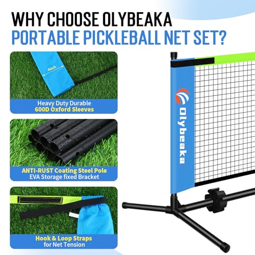 5ft / 10ft / 12.5 ft Mini Pickleball Net for Driveway Backyard with 3 Pickleballs, Carry Bag, Chalks, Portable Half Court Small Pickleball Net for Adults Kids Beginners Pros (Blue, 12.5ft)