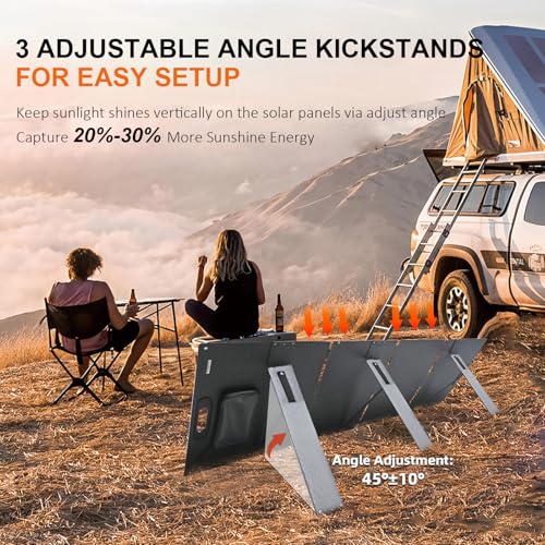 200 Watt Portable Solar Panel for Power Station, Foldable Solar Panel Solar Charger IP65 Waterproof, 200W Solar Panel Power Backup w/3 Kickstands MC4 Cable for Camping RV Blackout Off Grid Outdoor