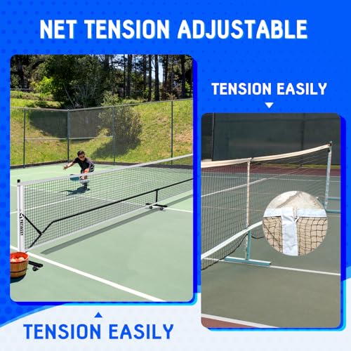 Patiassy Pickleball Net Set with Wheels and Pickleball Court Marking Kit 22 FT Regulation Size Portable Pickleball Nets with Net Tension Adjuster, 8 Sandbags for Outdoor Indoor Driveway (White)