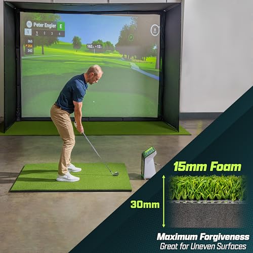 GoSports Golf Hitting Mat - Elite 5 x 4 ft - 15 mm Artificial Turf Training Mat for Indoor/Outdoor Swing Practice, Includes 3 Rubber Tees