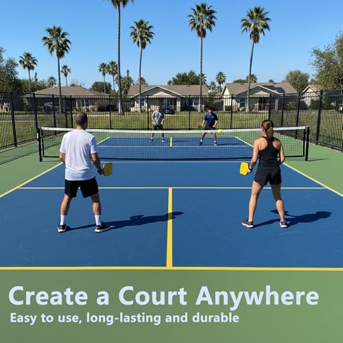 Giipto Pickleball Court Tape - 2" x 262 ft Professional Pickleball Marking Kit Yellow Tape for Temporary Court Lines with No Residue Durable Floor Marking Tape for Gym, Driveway, Backyard