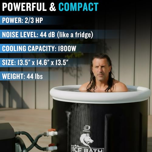 Diveblast Cold Plunge Tub With Water Chiller, Pump and Filter - Low Consumption 2/3 HP Cold Plunge Chiller - Cools Water Down to 39°F
