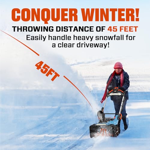 SENIX 60V 21" Auger-propelled Cordless Snow Blower, Steel Auger, 3500W Brushless Motor, Heated Handle,13" Depth, 45FT Throw Distance, LED Lights, 16000mAh Batteries & Dual Port Charger,1200lbs/min