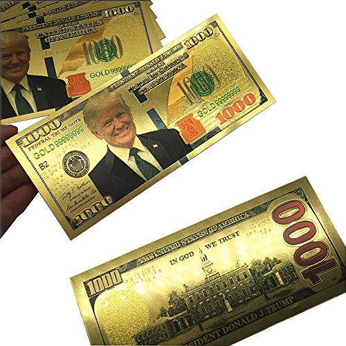 1000 Dollar 2025 USA President Bill Banknote, One Thousand 24k Gold Coated USA President Legacy Limited Edition Million Dollar Bill Great Gift for Currency Collectors and Republican (50)