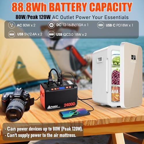 Takki 88.8Wh Portable Power Station Lithium Battery Small Generator Power Bank with 110V AC Outlet Battery Backup for Camping Home Use Emergency(Solar Panel Optional)