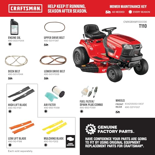 CRAFTSMAN 42" Gas Riding Lawn Mower with 17.5 HP* Briggs and Stratton Single-Cylinder Engine, Gas Lawn Tractor with 7-Speed Transmission, Red/Black (13AN77XSA93)
