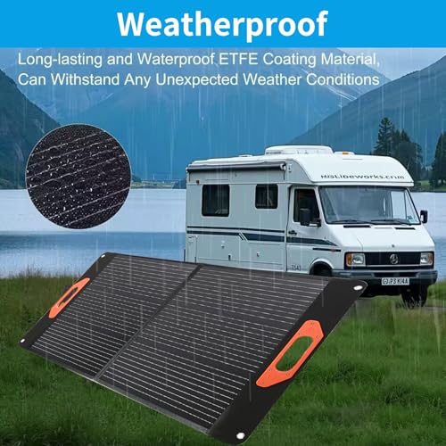 100W Portable Solar Panel for Power Station, Compatible with Jackery, Ecoflow, Bluetti, Anker and More Portable Power Stations, Weatherproof for Camping, RV, Emergency Power (100W)