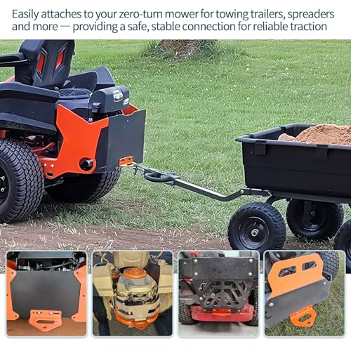 Zero Turn Mower Trailer Tow Hitch 1/4"(6mm) - Heavy Duty Lawn Mower Hitch with 3/4" Hole Center, Adjustable Slot Design, 2 Types of Carriage Bolts - Multi-Functional Trailer Hitch for Lawn Mowers