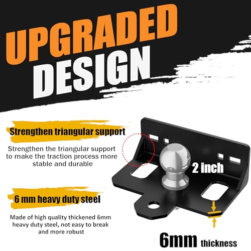 Upgraded Zero Turn Lawn Mower Hitch with 2" Hitch Ball & Hitch Pin, 6mm Thicker Heavy Duty Steel Bolt On Trailer Hitch, Compatible with Many Models Lawn Mower, Tractor, Trailer, Golf Cart, ATV Etc.