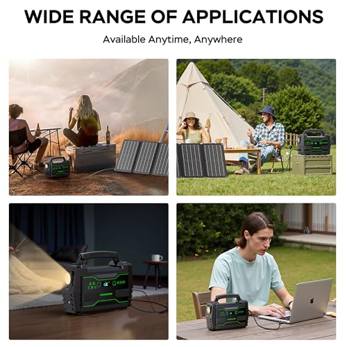 MARBERO Solar Generator 155Wh with 30W Solar Panel Portable Power Station with 2x 100W AC Outlets(Peak 150W), QC3.0 USB UL Certified for Home Blackout, Camping, RV Travel, Ultra-Light & Silent Fan