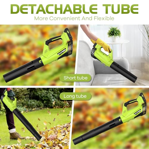 Leaf Blower, Electric Cordless Leaf Blower with 2 Batteries and Charger, 2 Speed Mode, Lightweight Cordless Blower for Blowing Leaves, Patio Cleaning, Blowers for Lawn Care and Dust
