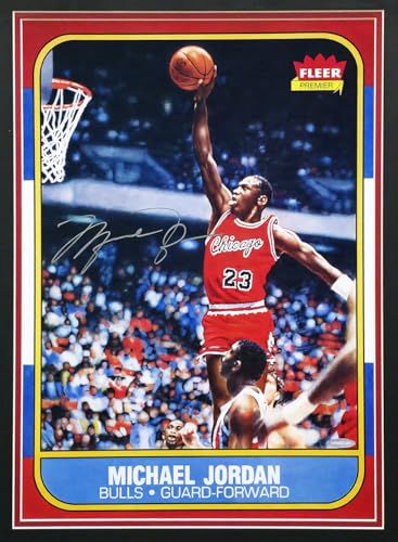 Michael Jordan Autographed Framed 1986 Fleer Rookie Basketball Card #57 Blow Up Poster UDA Holo #BAM307260