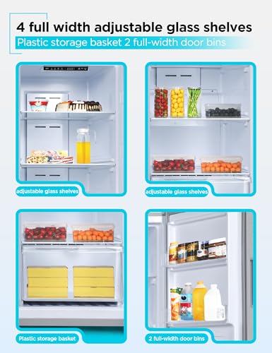 BLACK+DECKER 11 Cu. Ft. Convertible Freezer Refrigerator, Upright Freezer with Glass Shelves, Reversible Door, ENERGY STAR rated, Frost Free, BUC1100XS, Stainless Look