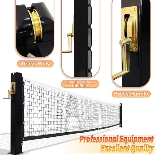 Seliyoo Square Inground Professional Pickleball Net System for Courts,Tournament Grade Heavy Duty Steel Frame USAPA Standard,Pickleball Net Post for Indoor Outdoor Use (34" Height, 22' Width)