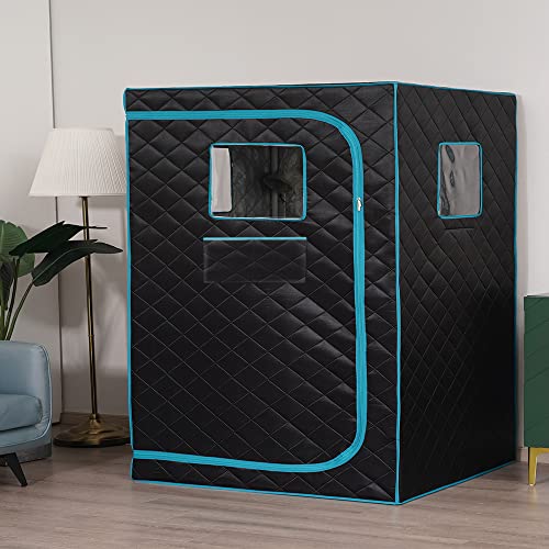Smartmak Full Size Steam Sauna Tent, Portable Whole Body Home Spa Room, 1 or Two Person Large Space, Steamer NOT Included (47.28" x 35.46" x 63" Blackgreen)