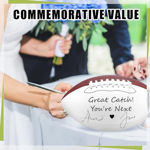 Liliful Wedding Football Autograph Football with 1 Stand 1 Signature Pen 1 Pump for Wedding Reception Game Favor(Mid Size 9 Inch)