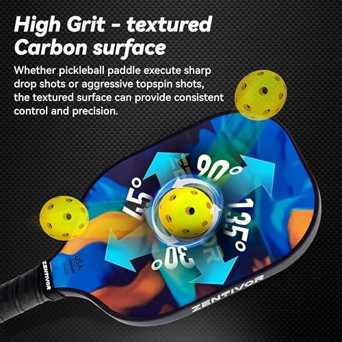 Lightweight Carbon Fiber Pickleball Paddles Set of 2 – USAPA Approved Pickleball Set for Beginners, Intermediates, Men & Women | Gritty Surface, Stylish | 16mm Core, Includes Balls, Bag, Overgrips