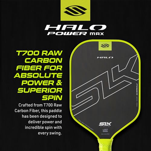 Selkirk Sport SLK Halo Power MAX Pickleball Paddle | Raw Carbon Fiber Pickleball Paddles with a Rev-Core Power Polymer Core | Designed for Ultimate Spin & Power | Green