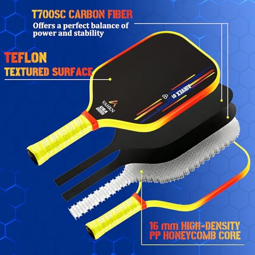 VAHKN Pickleball Paddles |16MM Carbon Fiber Pickleball Paddle | High-Spin Textured Surface & Vibrant Gradient Edge | USAPA Approved Racket for Ultimate Power,Control & Precision (Yellow & Orange 2PCS)