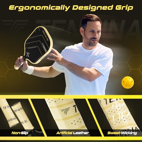 NHYHN TENVINA Pickle Ball Paddle, Thermoforming 4-Layer T700SC Friction Carbon Fiber Pickleball Paddle, USAPA Approved Professional Pickleball Paddles Offering Strong Spin and Power for Athletes
