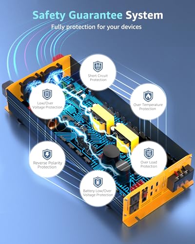 MWXNE 3000W Pure Sine Wave Power Inverter DC 12V to 110V 120V with Fast Charging Type-C& 3 USB Ports LCD Display Remote Controller Power Inverters for Vehicles,RV,Truck,Home,Off-Grid Solar System