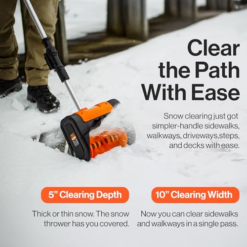 SuperHandy Cordless Snow Shovel, 20V 4Ah Electric Snow Thrower - Lightweight, 10"x5" Clearing Path, 25 ft Throwing Distance, 300 lbs/Min Snow Capacity (2024)