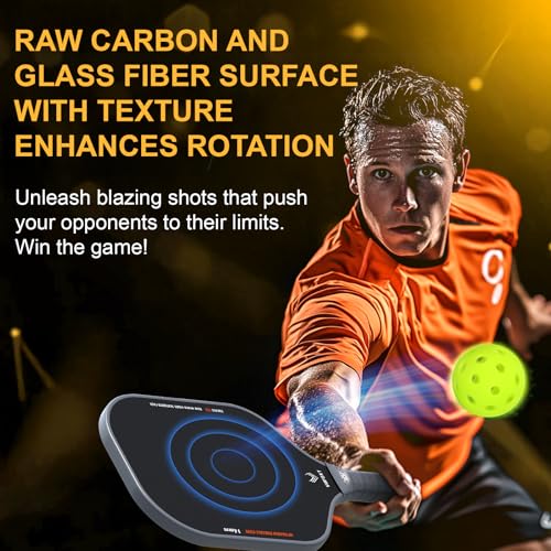 Pickleball Paddles Set of 2, Lightweight Raw Carbon and Glass Fiber Surface Pickleball Racket Set with 14mm PP Honeycomb Core, USAPA Compliant, 4 Pickle Balls, 4 Tapes, 1Bag, 1 Paddle Cleaner