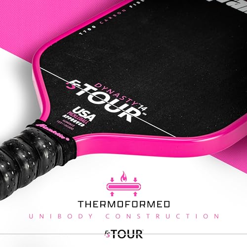 Franklin Sports Pro Pickleball Paddles - FS Tour Series Carbon Fiber Paddles - Official USA Pickleball (USAPA) Approved - Dynasty Pro Player - 14mm Polymer Core - Pink