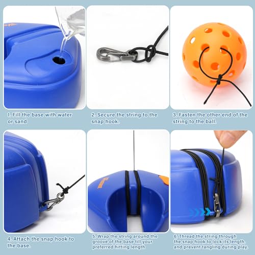 Westant Match Buddy Pickleball Trainer - Pickle Ball Practice Rebounder with 2 Balls, Pickleball Training Aids for Adults, Kids, for Self Practice (Blue)