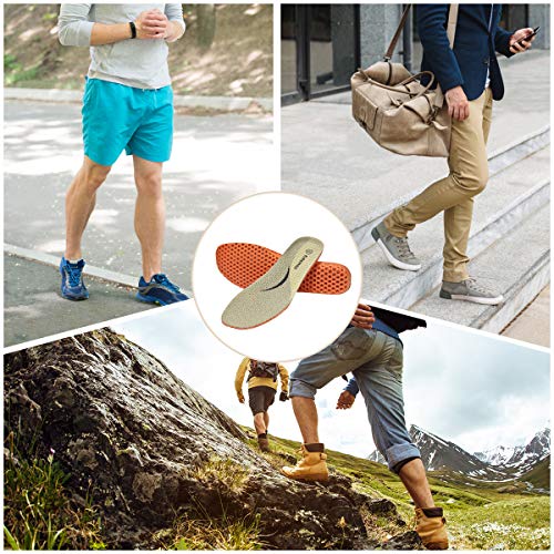Knixmax Men's Sport Shoe Insoles, Orthotic Running Inserts with Arch Support, Breathable Cushioning Sneaker Soles, Comfort Pigskin Leather Insole for Hey Dudes EU 43